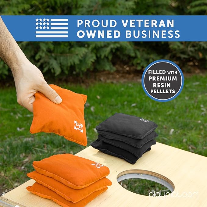 Professional Cornhole Bags - Set of 8 Regulation All Weather Double Sided - Sticky Side/Slick Side Bean Bags for Pro Corn Hole Game