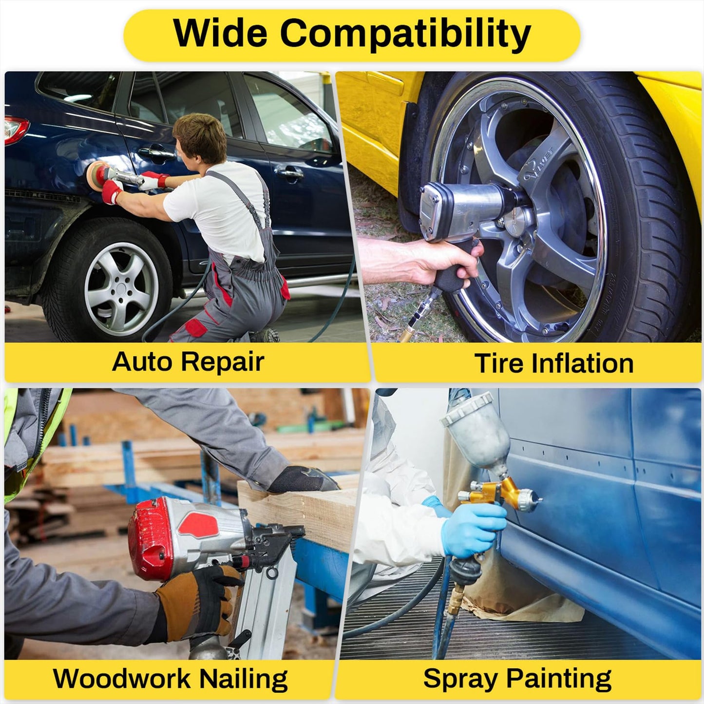WIILAYOK 13 Gallon Air Compressor, 3.7HP 6CFM 115PSI, Portable Air Compressor for Inflation, Car Repair, Spray Painting, Woodwork Nailing