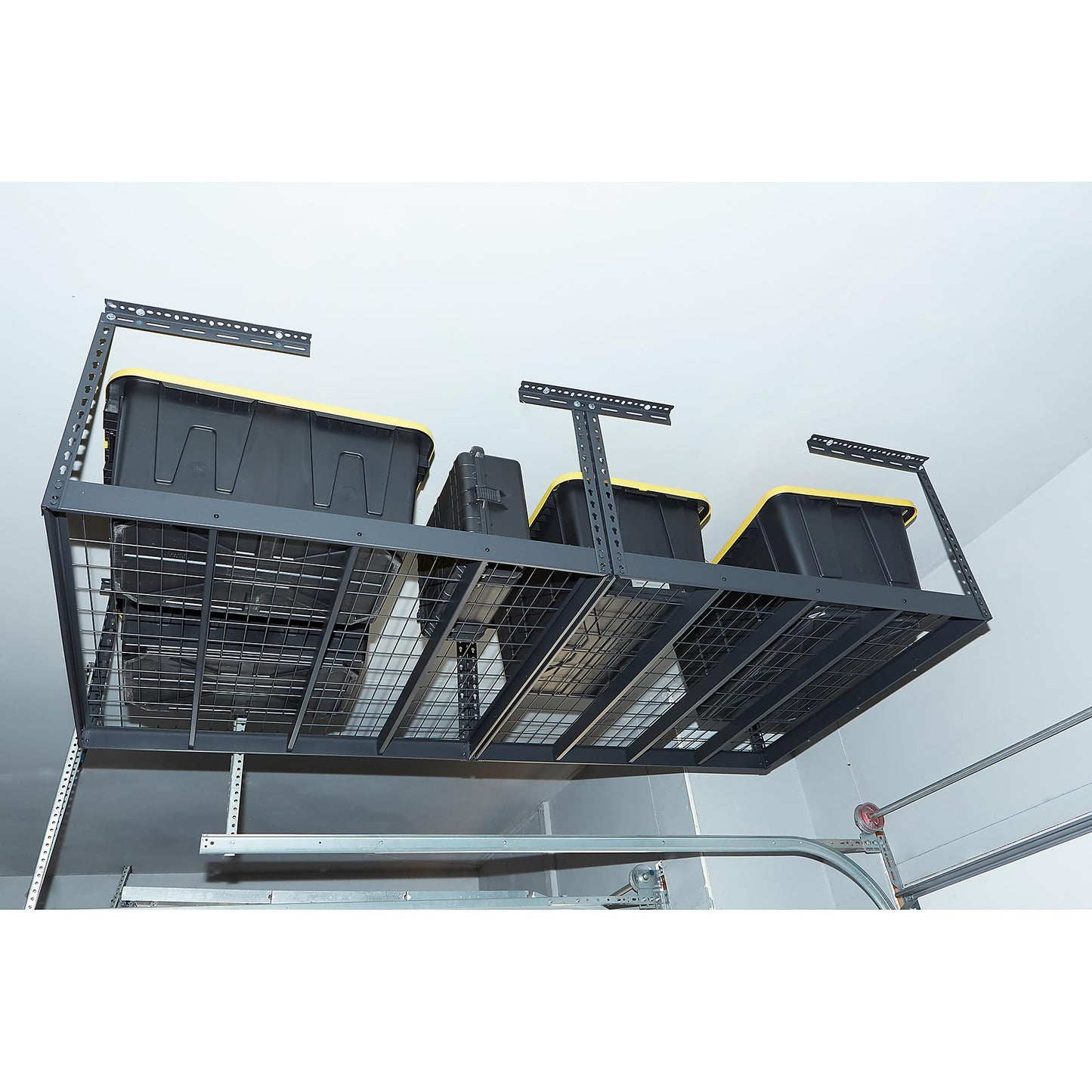 Klutch Overhead Garage Storage Rack — Adjustable Height, 96in.L x 48in.D x 23–37in.H
