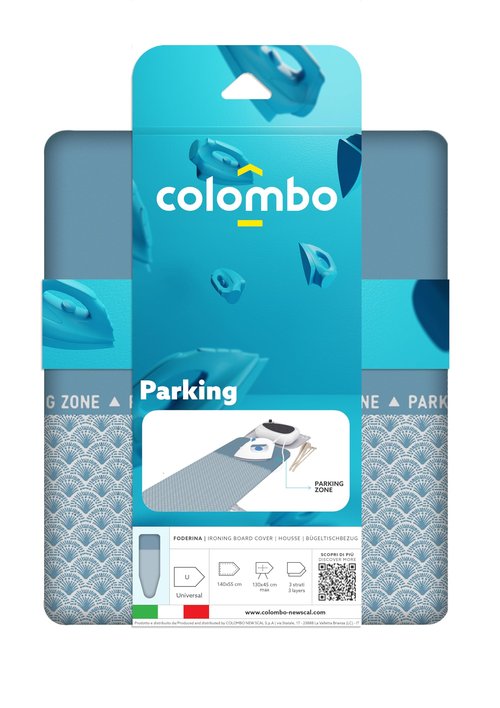 Colombo Ironing Board Cover 55” x 22” – 3-Layer Pad with 100% Organic Cotton, Heat-Resistant Parking Zone, Felt Padding, Clip Fastening, Eco-Friendly, Made in Italy