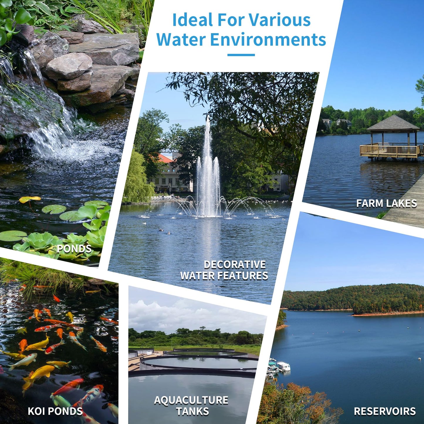 Pond & Lake Aeration Accessories, Self-Weighted Stainless Steel Base, Membrane Diffuser, Stainless Steel Connectors for 3 Hose Sizes, and 3 Sets of Clamps, Ideal for Outdoor Aeration Systems.