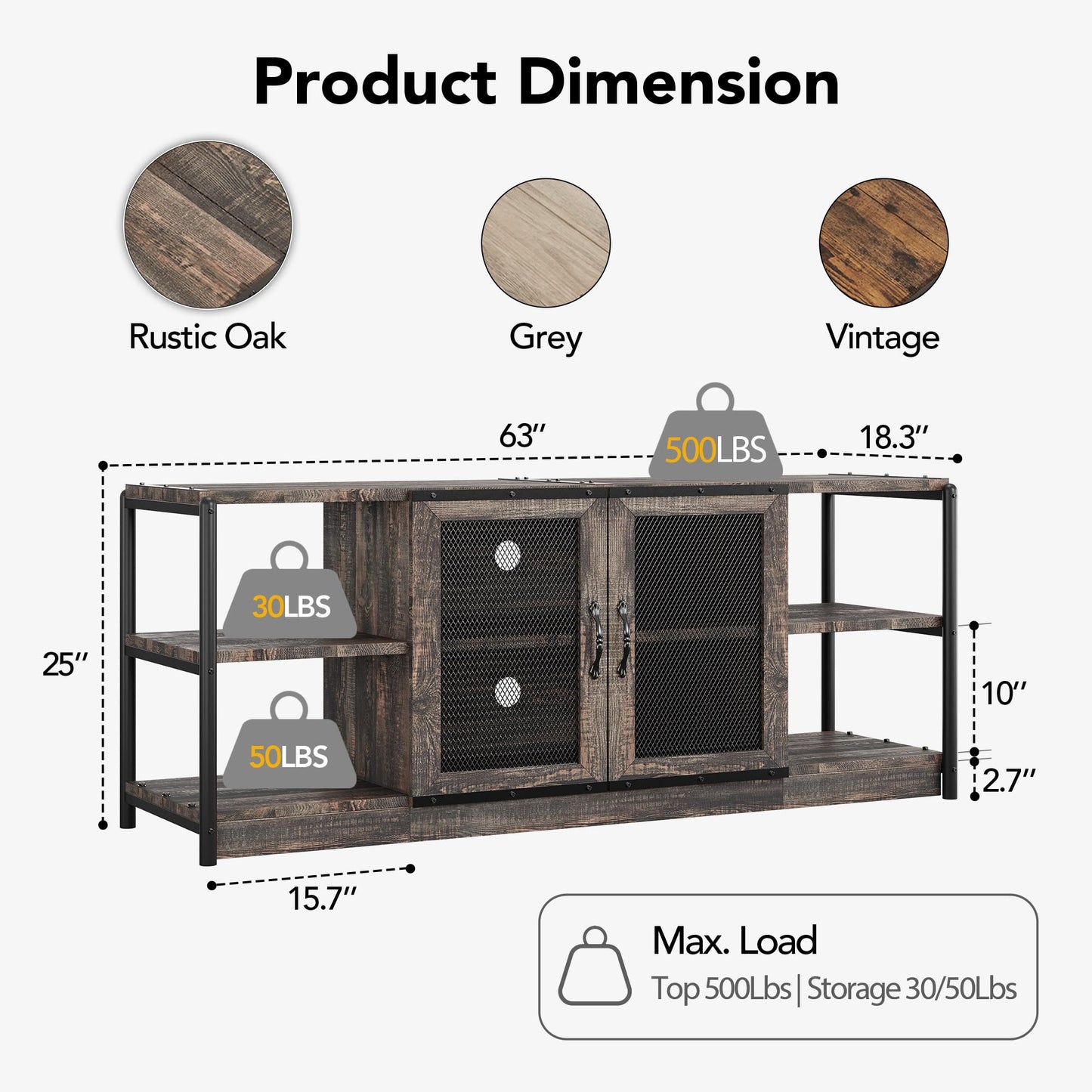 IDEALHOUSE Farmhouse TV Stand for 65/75 inches TVs, Entertainment Center with Storage Cabinet, Industrial Media Console Cabinet Table, Living Room Media Furniture, Rustic Oak