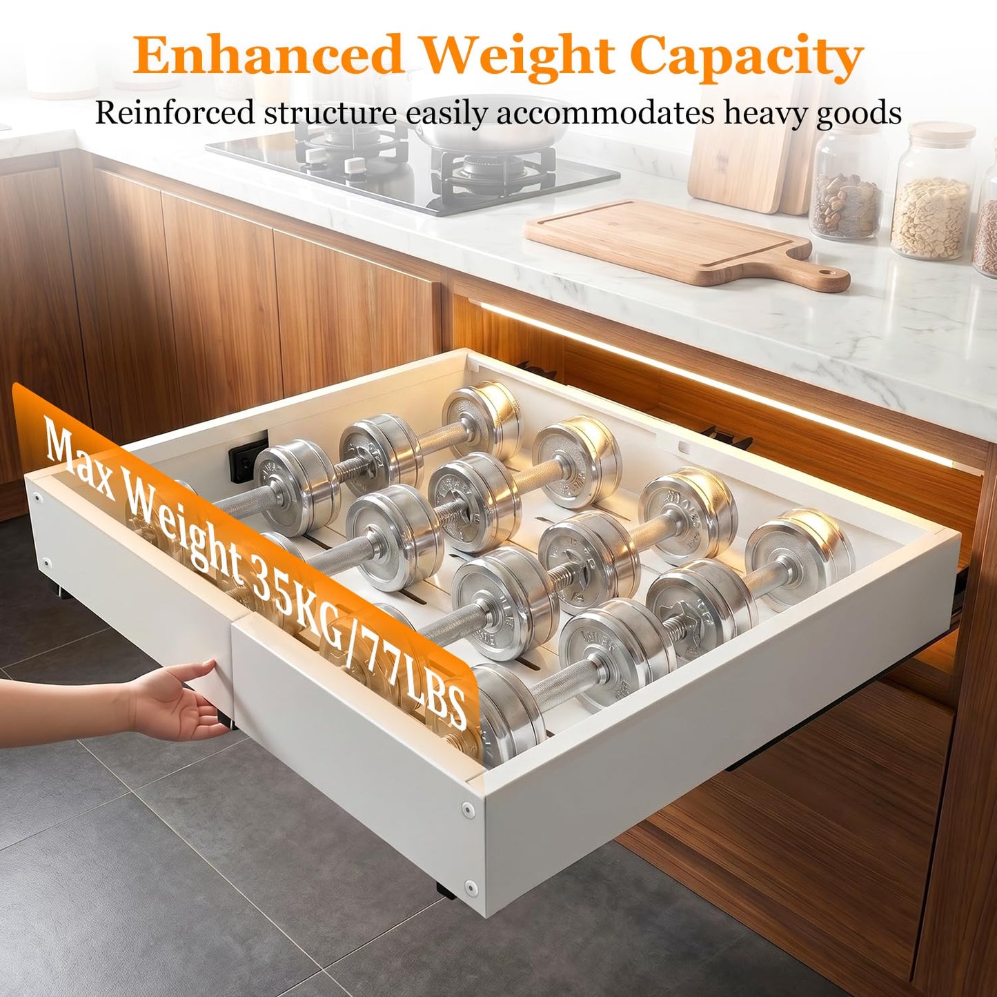 Philosun Pull Out Cabinet Organizer for Kitchen,Full Expandable Width 12"-19" Depth 16"-22" Cabinet Drawers Slide Out No Drill Adhesive,Cabinet Pull Out Shelves for Kitchen Pots Pans Spices 2Pack