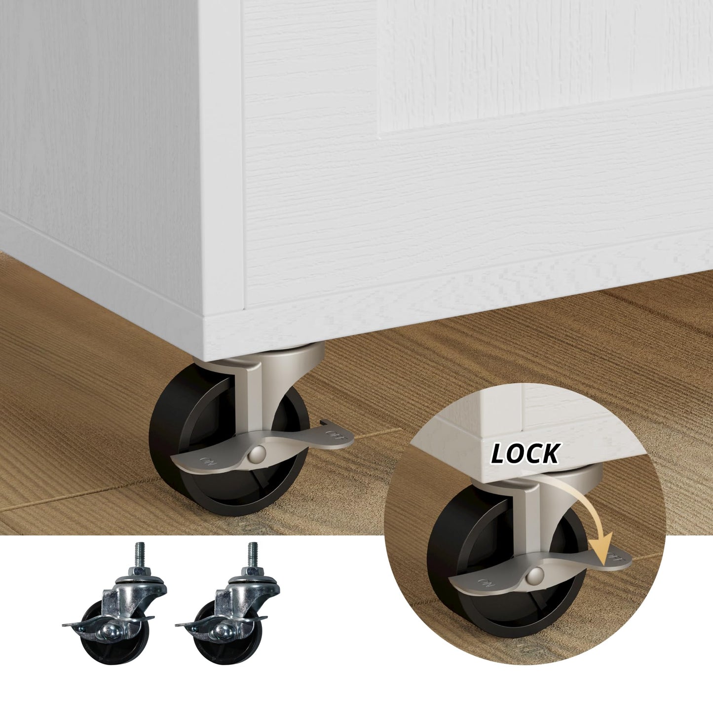 IRONCK Rolling Kitchen Island Table on Wheels with Drop Leaf, Storage Cabinet, Drawer, Spice/Towel Rack, Kitchen Cart, 47.25" Wide White
