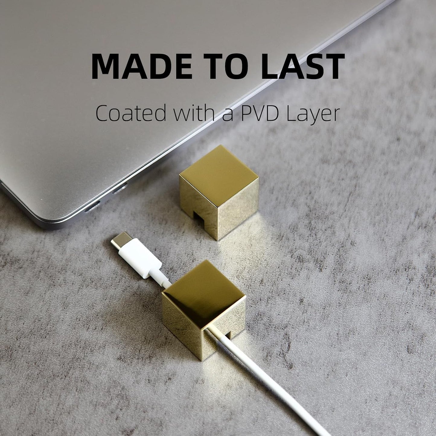 N2U (2 PCS - Gold) Metal Cord Holder, Weighted Cable Organizer or Management, Heavy Wire Keeper for Nightstand, Desk
