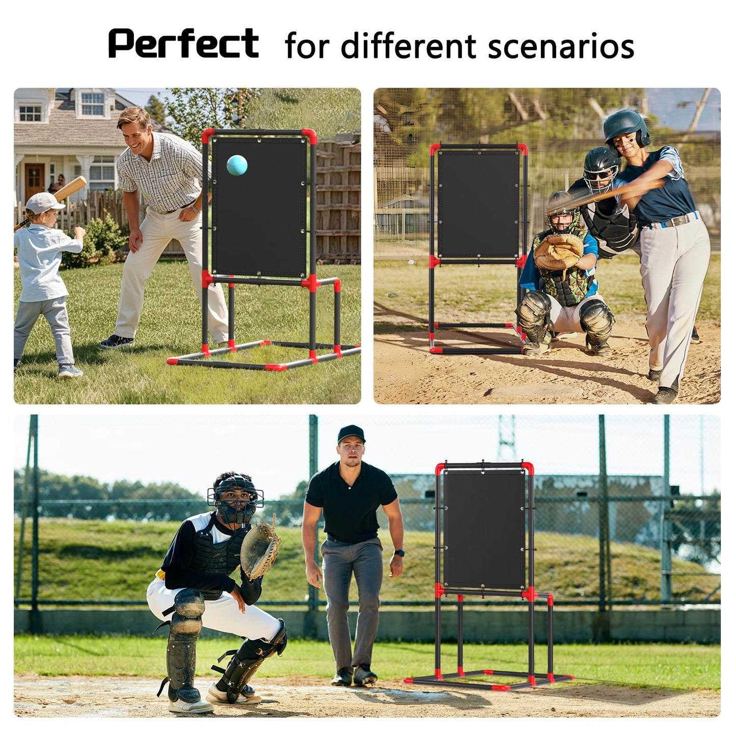 Olpchee Baseball Strike Zone Target for Plastic Balls Compatible with Wiffle Ball and Blitzball Pitching Training Strike Zone Target Set Up and Assemble Easily(Black)
