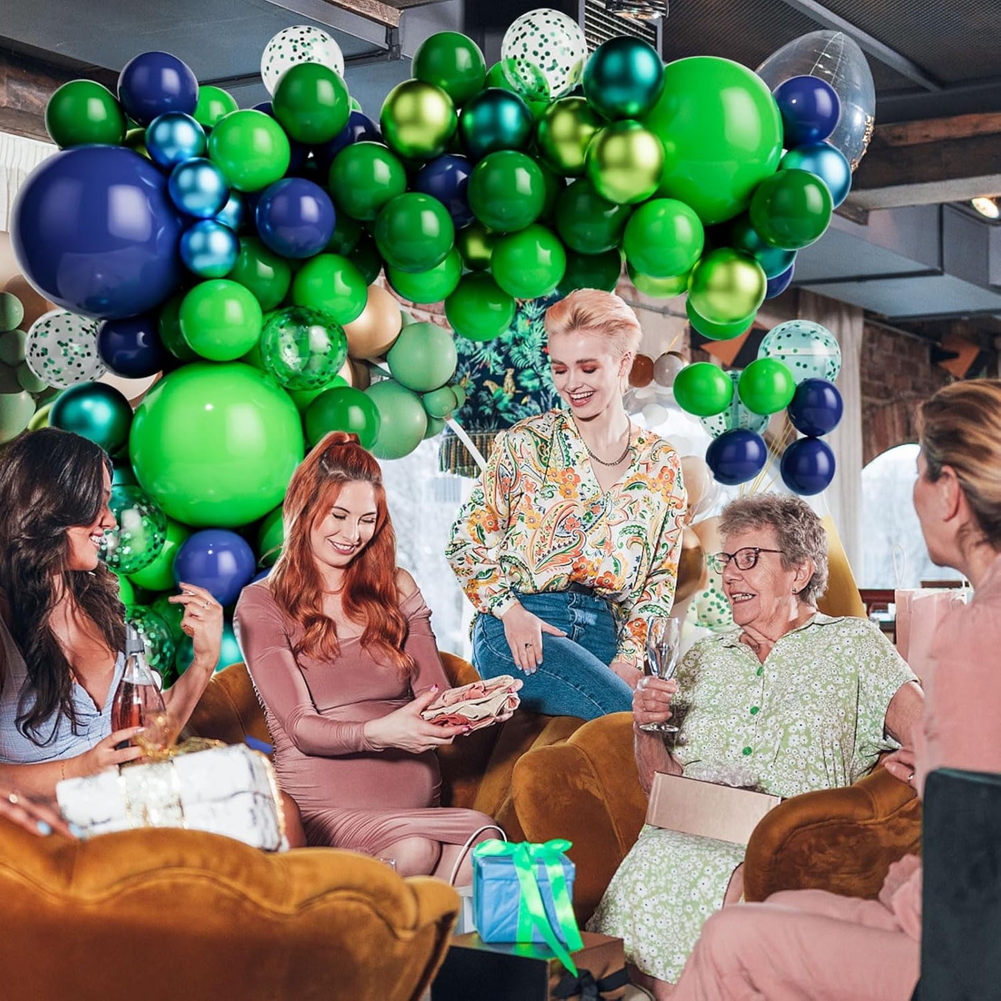 Skiennix Balloon Garland Arch Kit - Dark Blue & Green Latex Balloons | Confetti Balloons for Weddings & Parties