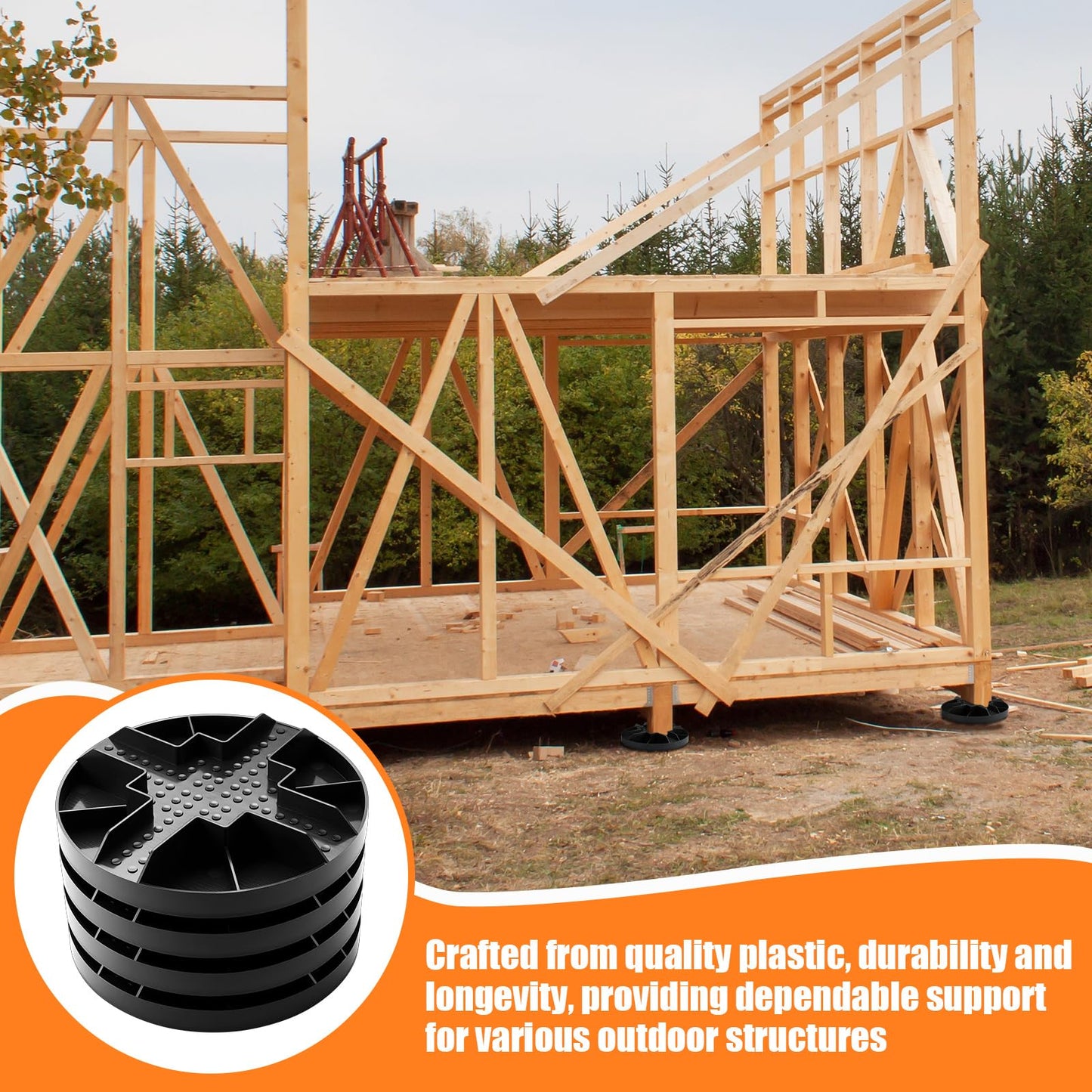 SiliFine 8 Pack 10inch Original Round Heavy Duty Deck Block Foundation Support Base Durable Plastic Deck Support Pedestal Floating Shed Platform Base for Piers, Decks, Post and Beam Construction