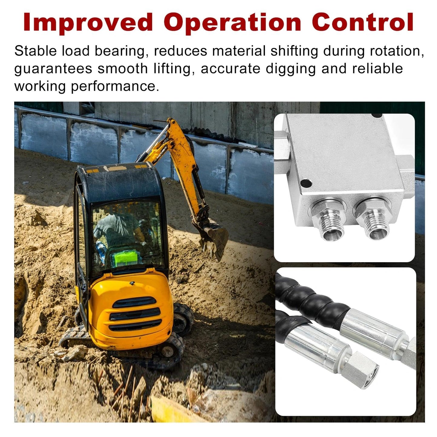 New Hydraulic Cushion Valve Kit Compatible with Mini Excavator Swivel Motor, Compatible with Most Mini Excavators & Equipment with 1/4” Hydraulic Hoses & M14×1.5 Threaded Ports
