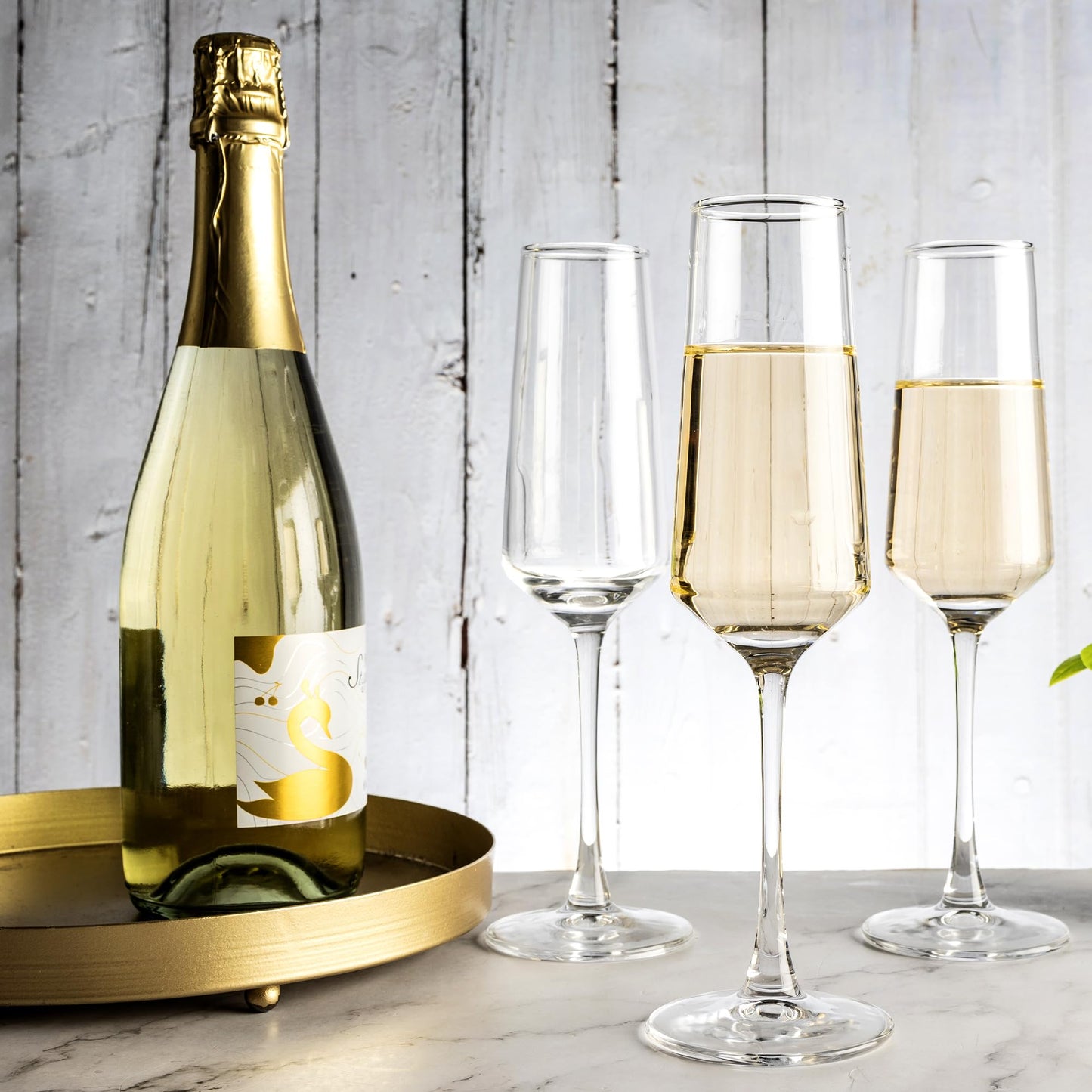 YANGNAY Champagne Flutes Set of 12, 7.5 oz Stemmed Champagne Glasses, Sparkling Wine Glasses for Party, Clear