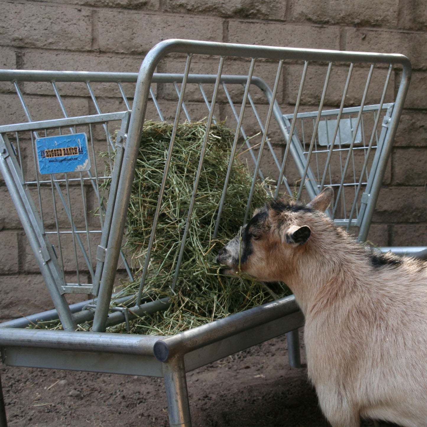 Rugged Ranch Products 4 Foot Long Outdoor Heavy Duty Mini Galvanized Steel Pasture Hay Feeder for Goats, Sheep, and Miniature Horses, Silver