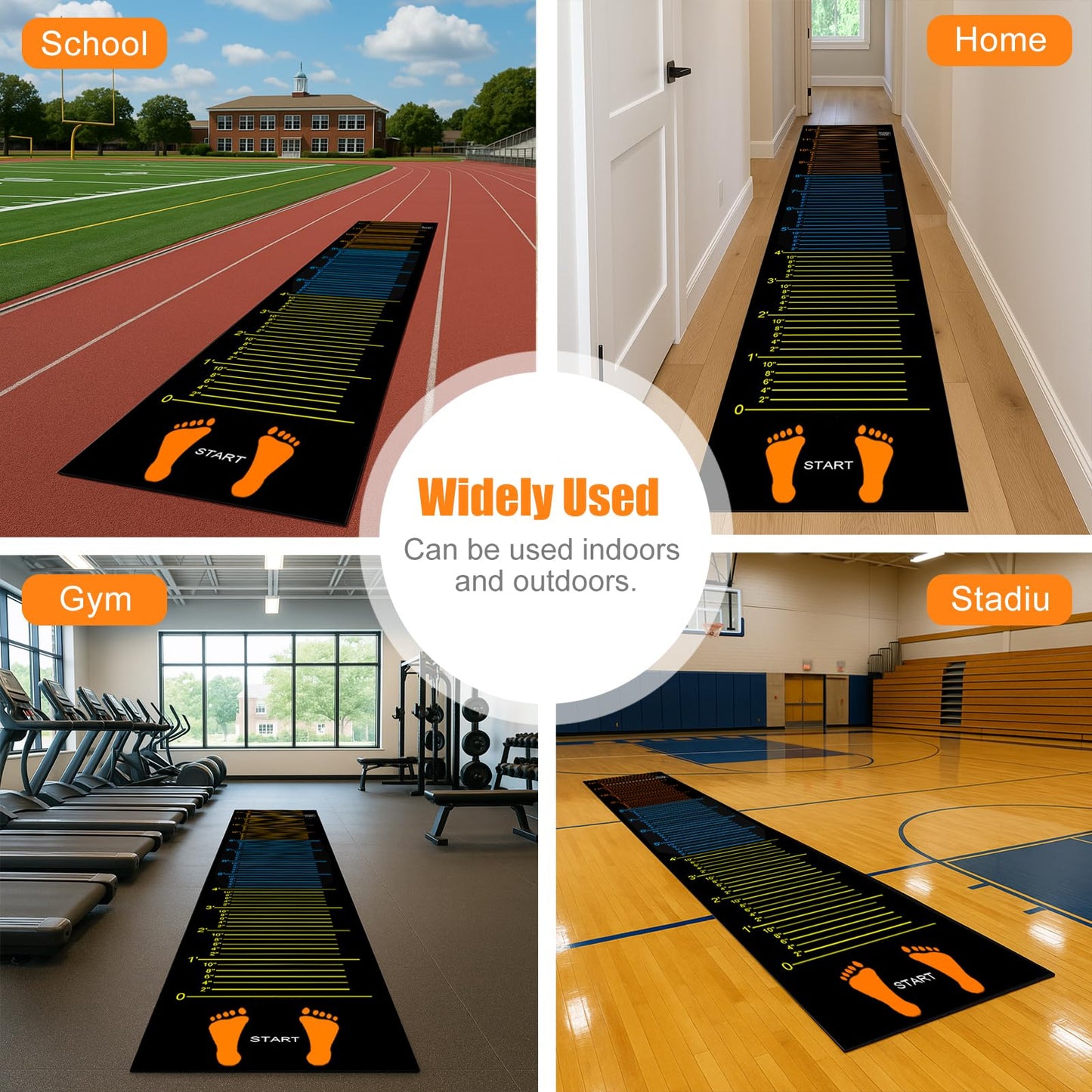 Standing Long Jump Mat, Non Slip Broad Jump Measurement Mat with Storage Bag, Sports Training Mats for Gym, School Athletics & Home Workout