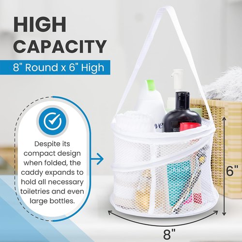 Handy Laundry Portable Shower Caddy - Collapsible Mesh Organizer with Quick Dry Drainage | Large Compartments for Travel & Gym