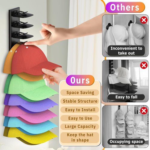 Metal Legging Organizer & Space-Saving Hat Rack - Holds 20 Leggings & 40 Caps | Efficient Storage Solution