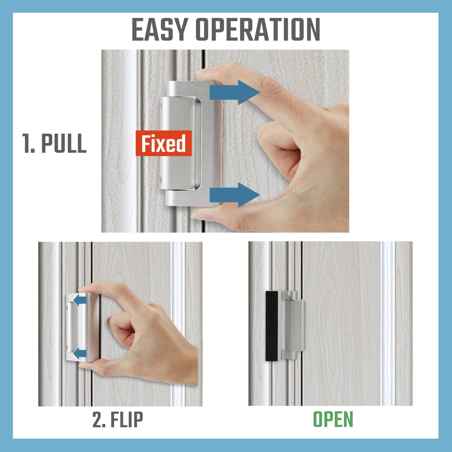 GreaTalent 3PACK Home Security Door Reinforcement Lock Childproof, Add High Security to Home Prevent Unauthorized Entry, Aluminum Construction Finish, Frame Lock, Silver