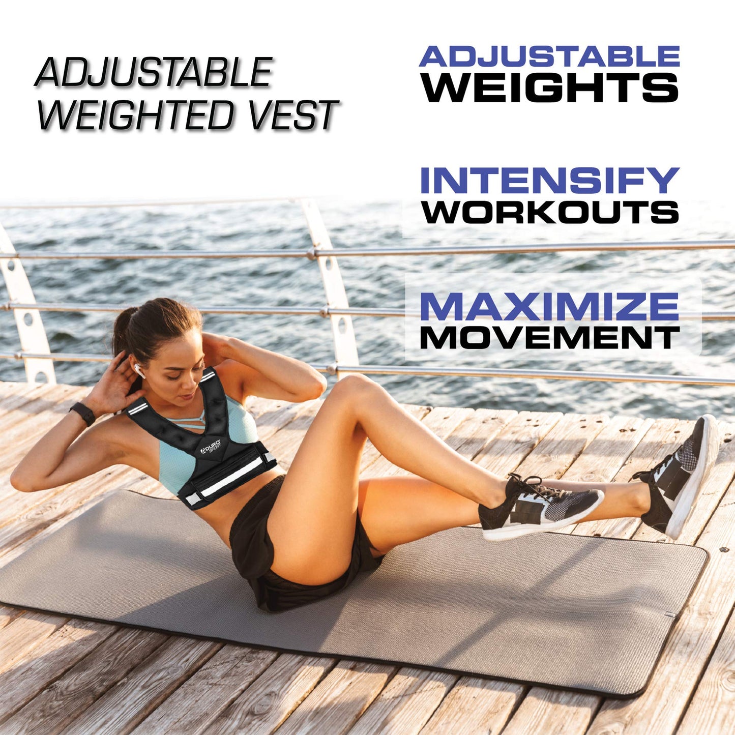 "Aduro Sport Adjustable Weighted Vest Workout Equipment, 4lbs-10lbs Body Weight Vest for Men, Women, Kids"