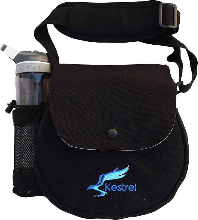 Kestrel Black Disc Golf Bag - Fits 6-10 Golf Discs + Bottle - For Beginner & Advanced Golfers - Extremely Durable Canvas - Frisbee Golf Bag - Small Sling/Shoulder Disc Golf Bag For Men & Women