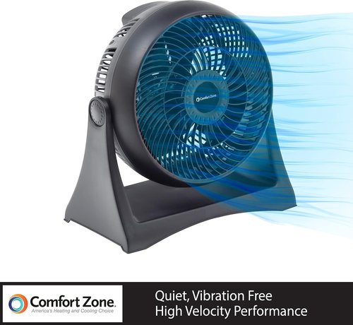 Comfort Zone 8-Inch Table Fan - 3-Speed Wall Mountable Personal Fan with 180° Tilt for Home & Office