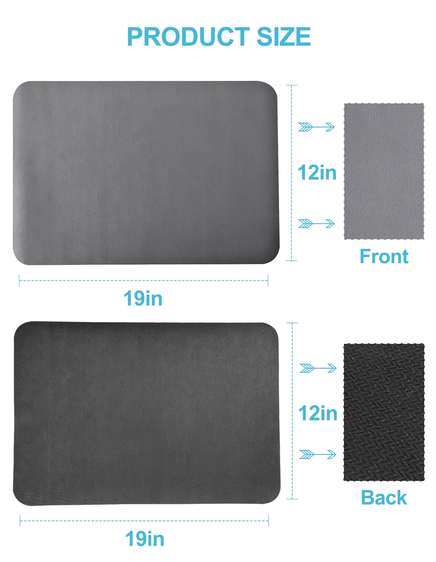 Dish Drying Mat for Kitchen Counter, 12"x19" Dish Drying Pad with Non-slip Rubber Backed, Hide Stain Anti Absorbent for Kitchen Counter, Drying Mat for Coffee Machine Dish Rack (Grey)