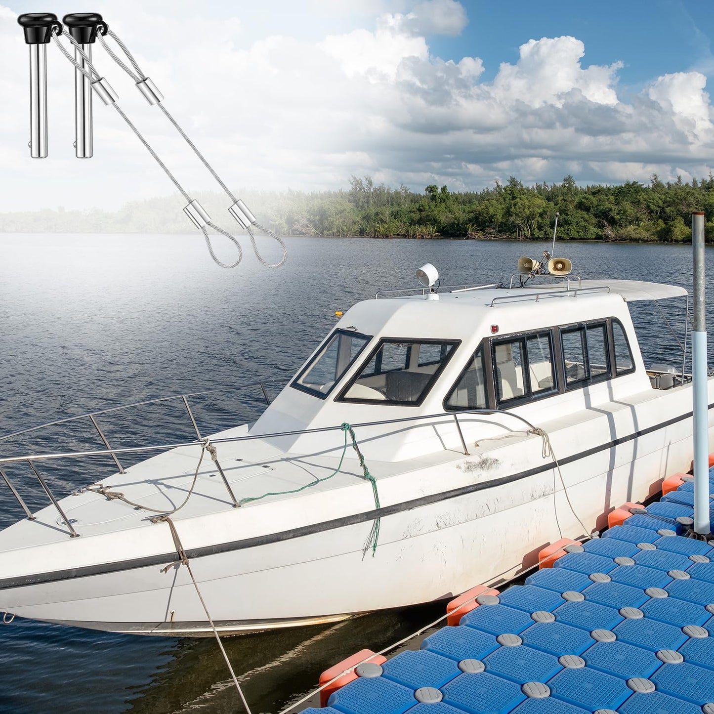 Otoolling 8 Pcs Boat Bimini Top Pins 3/16 Inch Black Quick Release Pull Pins Stainless Steel with Lanyard for Boat Bimini Top Ball Socket Deck Hinges and Marine Hardware