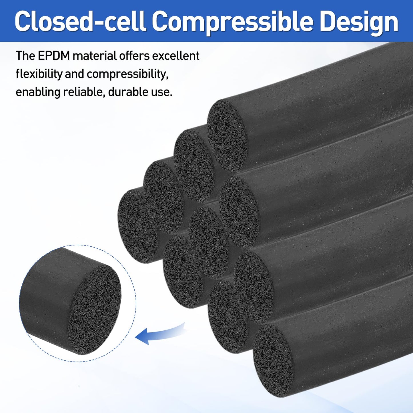 uxcell 33 ft Backer Rod, 5/8 Inch Diameter EPDM Foam Backer Rod Caulk Saver, Weather Strip Seal for Sealing Concrete Gaps, Expansion Joints, Crack Filling, Doors, Windows, Black