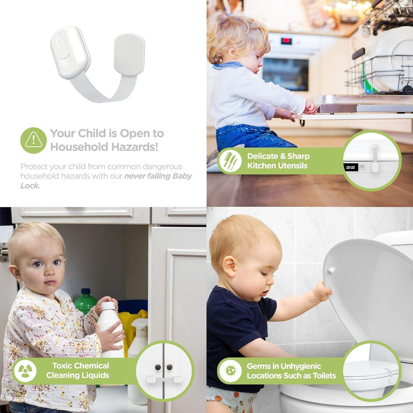 SKYLA HOMES Baby Locks - 8-Pack Child Safety Cabinet Proofing with 3M Adhesive | Easy Install, No Screws