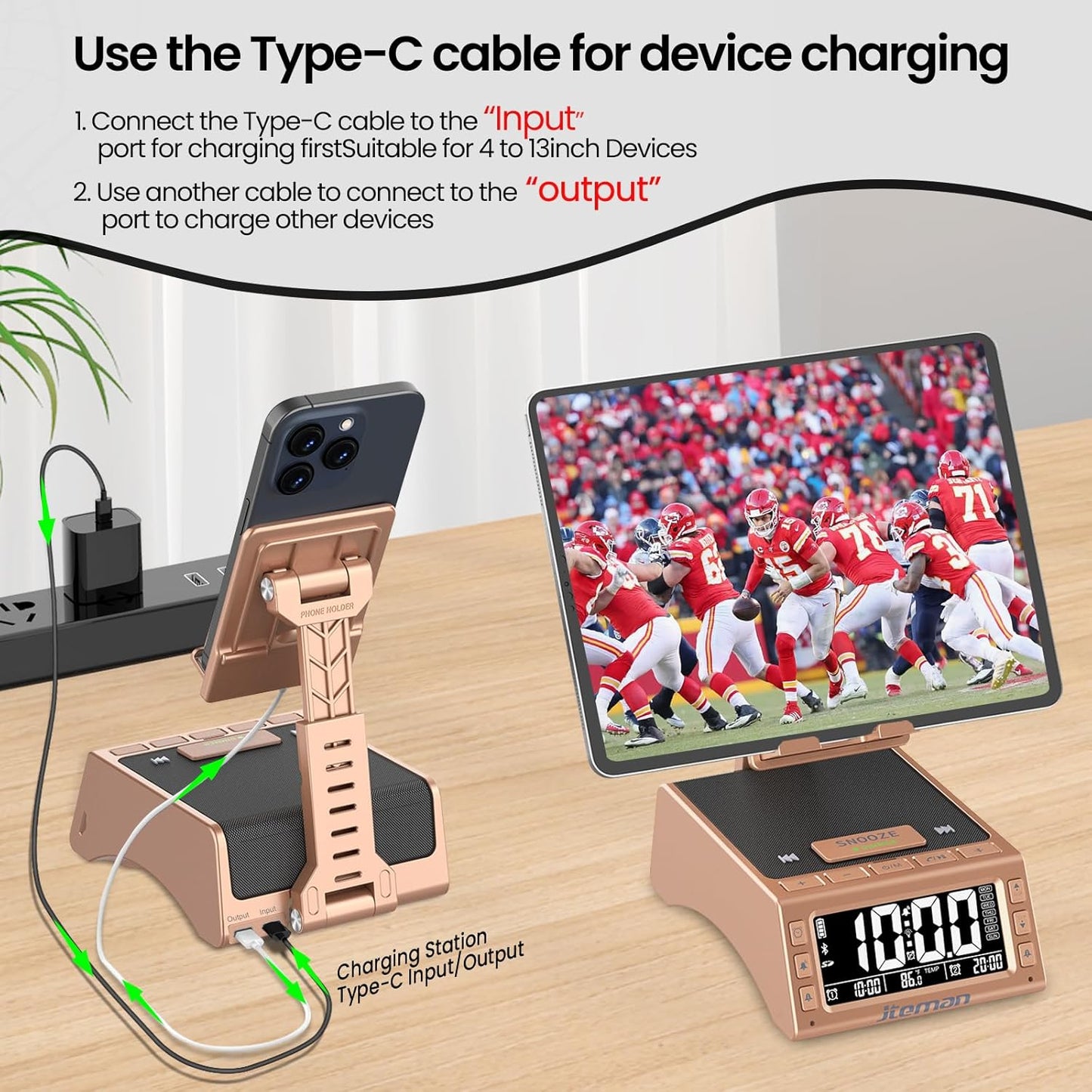 JTEMAN Gifts for Men Women,Cell Phone Stand with Wireless Bluetooth Speaker,Adjustable Cool Tech Kitchen Gadgets,Unique