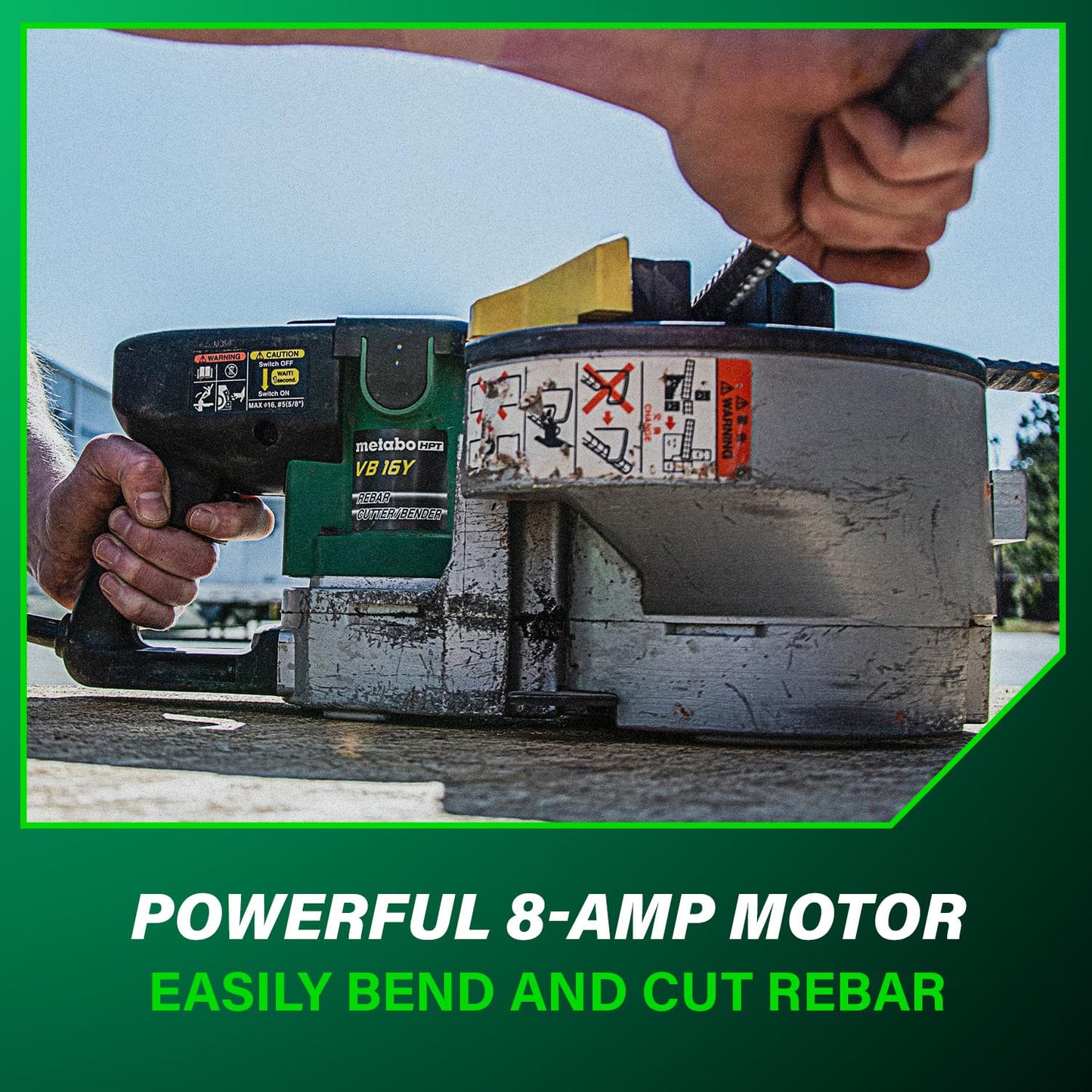Metabo HPT Portable Rebar Bender and Cutter, 8-Amp Motor, Grade 60 rebar, Maximum 180° Angle, Variable Speed Trigger, Lightweight Design, Precision Bends and Cuts, VB16Y