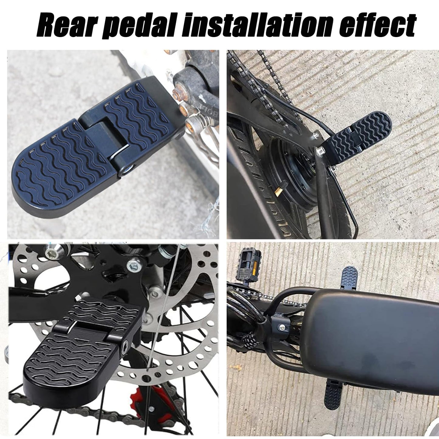 LOOEEL 1 Pair 15MM U Slot Bicycle Rear Pedals Folding Rear Seat Footrest Pedals Cycling Accessories for Mountain Bike, Folding Bicycle