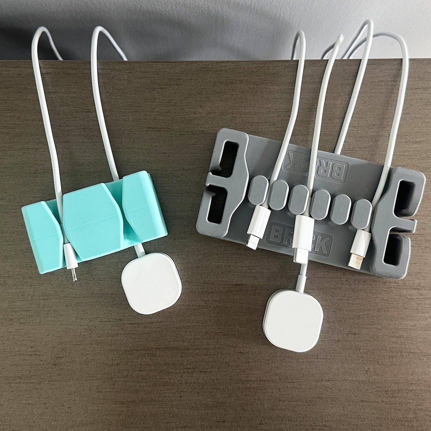 CordBrick /DeskBrick Bundle Weighted Cord Holders for Nightstand & Desk - Phone Charger Cable Management Travel, Phone