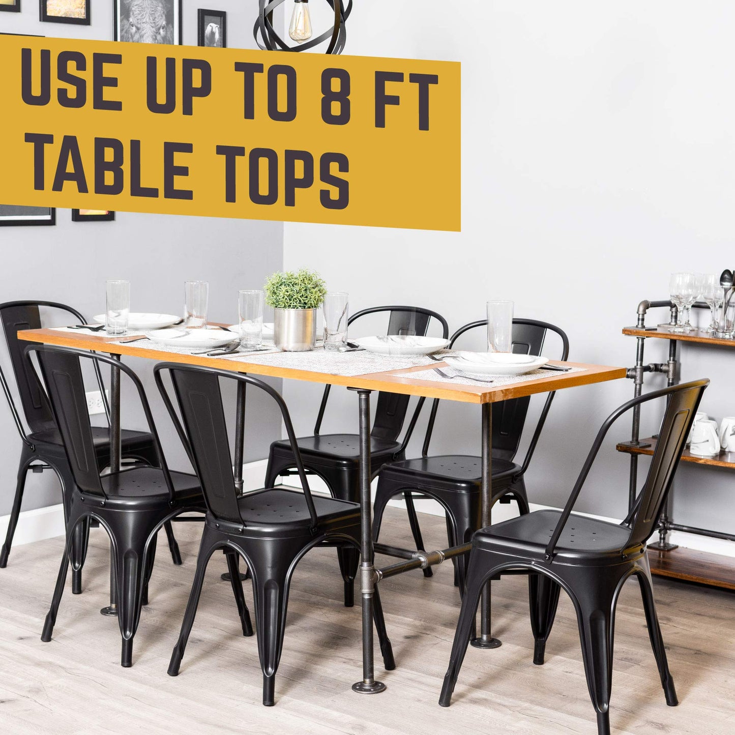 PIPE DECOR Industrial Kitchen Dining Table Base, 3/4 Inch Pipe, 30 Inch Height Rustic Metal Frame for Home Office, Basement, Study - Poker Design