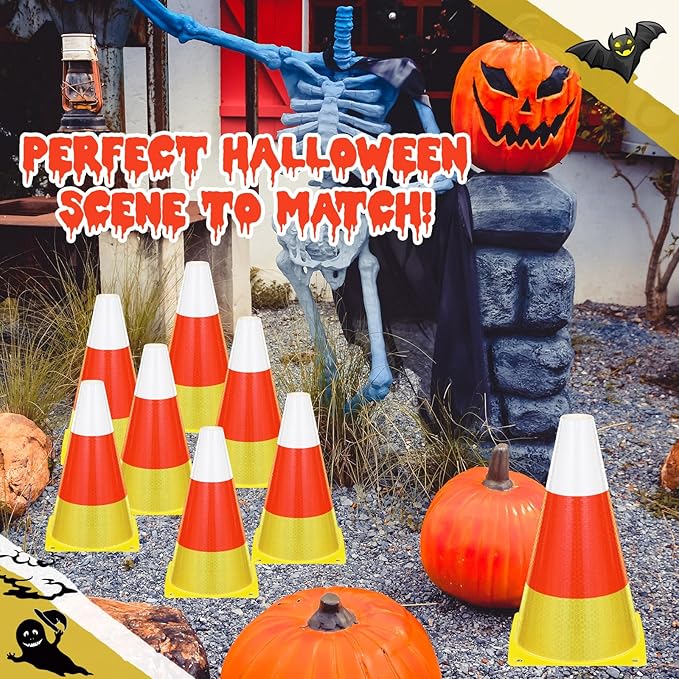 Candy Corn Ring Toss Game Plastic Cones 9 Inch Training Traffic Cones Sport Training Agility Field Marker for Youth Soccer Skating Practice