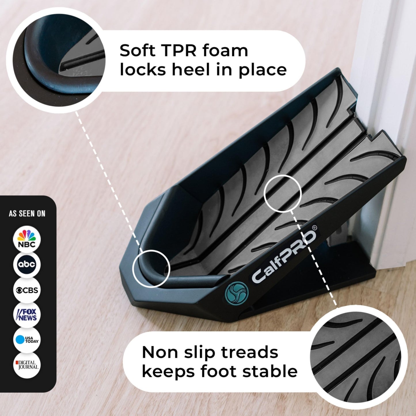 CalfPro Slant Board Calf Stretcher for Plantar Fasciitis & Achilles Tendonitis - Foot Rocker Replacement for Tight Calves, Shin Splints & Heel Pain Relief - Incline Board for Ankle Mobility Training
