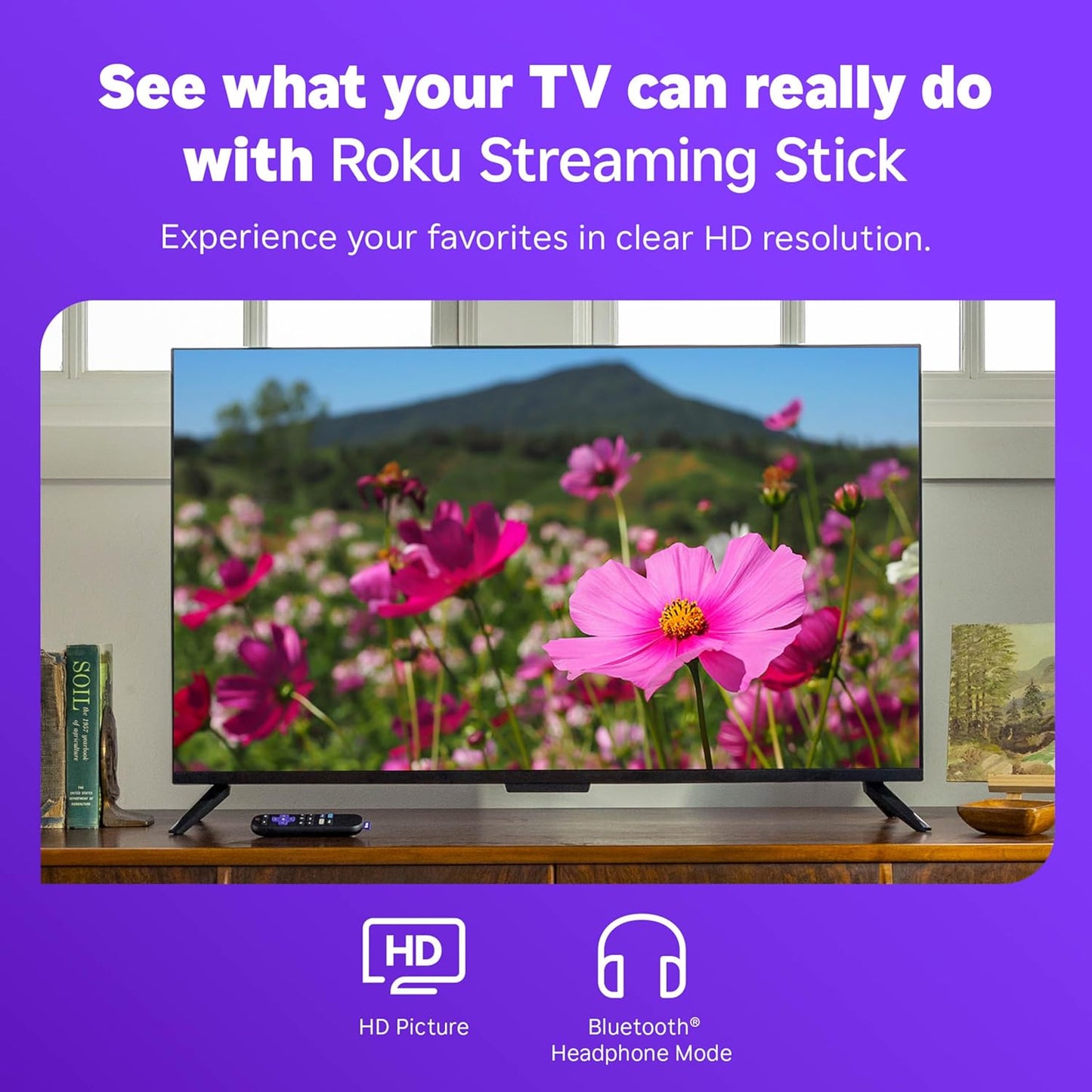 Roku Streaming Stick HD HD Streaming Device for TV with Voice Remote, Free & Live TV