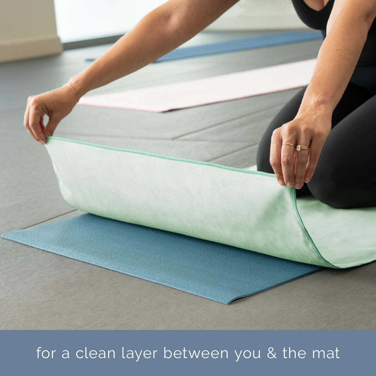 S&T INC. Microfiber Yoga Mat Towel, Quick Dry Towel, Soft and Absorbent for Gym, Pilates, and Hot Yoga Mat, 1 Pack, 26.5 inches x 72 inches, Sage Green