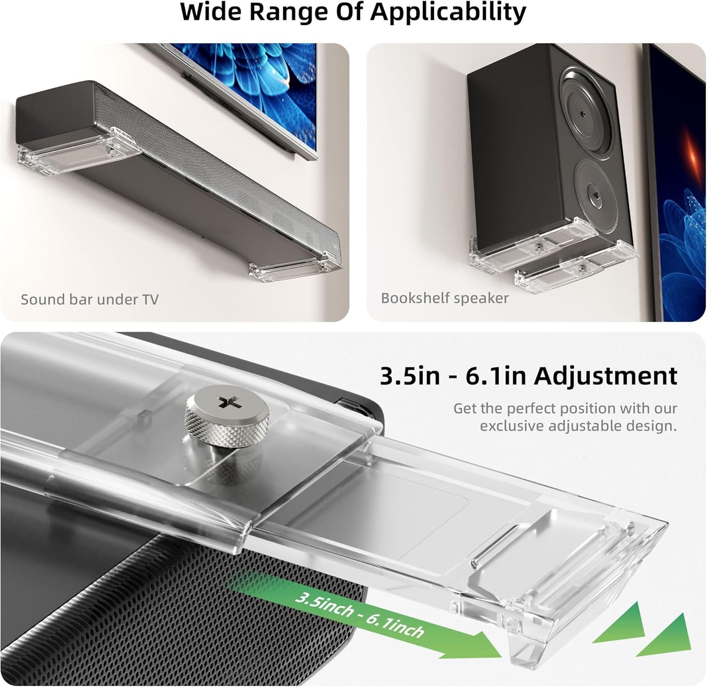 ELETIUO 3.5-6.1,Hold 30 Lbs,Soundbar Soundbar Wall Mount Bracket for Samsung, LG, Sony, JBL, Vizio, Sonos and More