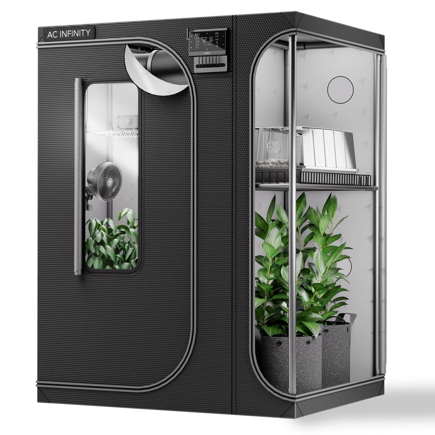 AC Infinity CLOUDLAB 864D 2-IN-1 Advance Grow Tent 5x4, Thickest 1" Poles, 2000D Mylar Canvas, Lab-Tested Highest Reflectivity, Largest Zipper Window Controller Mount Plate 60" x 48" x 80" Indoor Grow