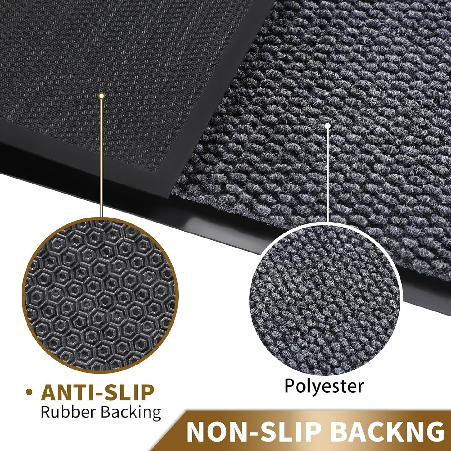 Yimobra Outdoor Indoor Doormat - 100% Waterproof, Stain & Fade Resistant | 36 x 17 Inches, Gray/White
