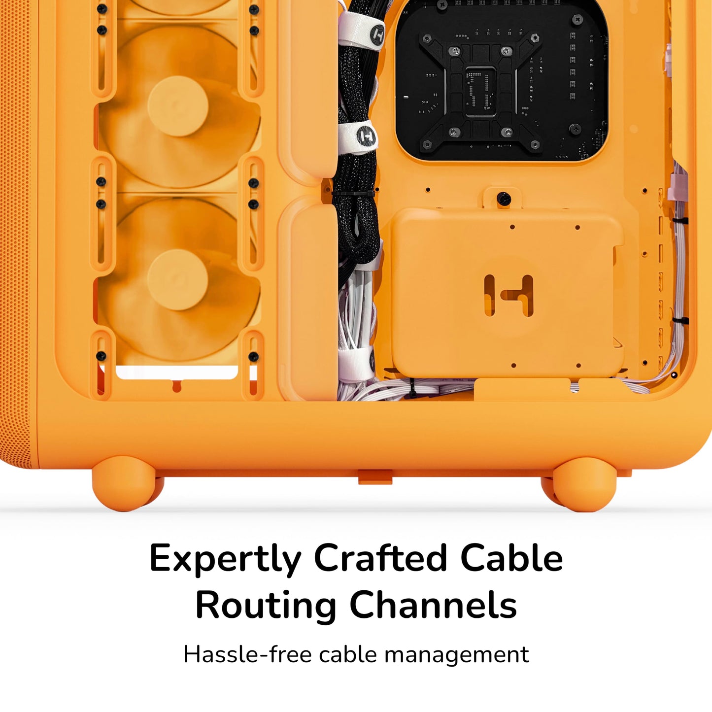 Hyte X50 - Modern Performance ATX Mid-Tower Gaming PC Case - Optimized High Airflow Chassis - 4mm Thick, Curved, Laminated Acoustic Glass - Micro Mesh Panels w Sturdy Stamped Steel - Astral Orange
