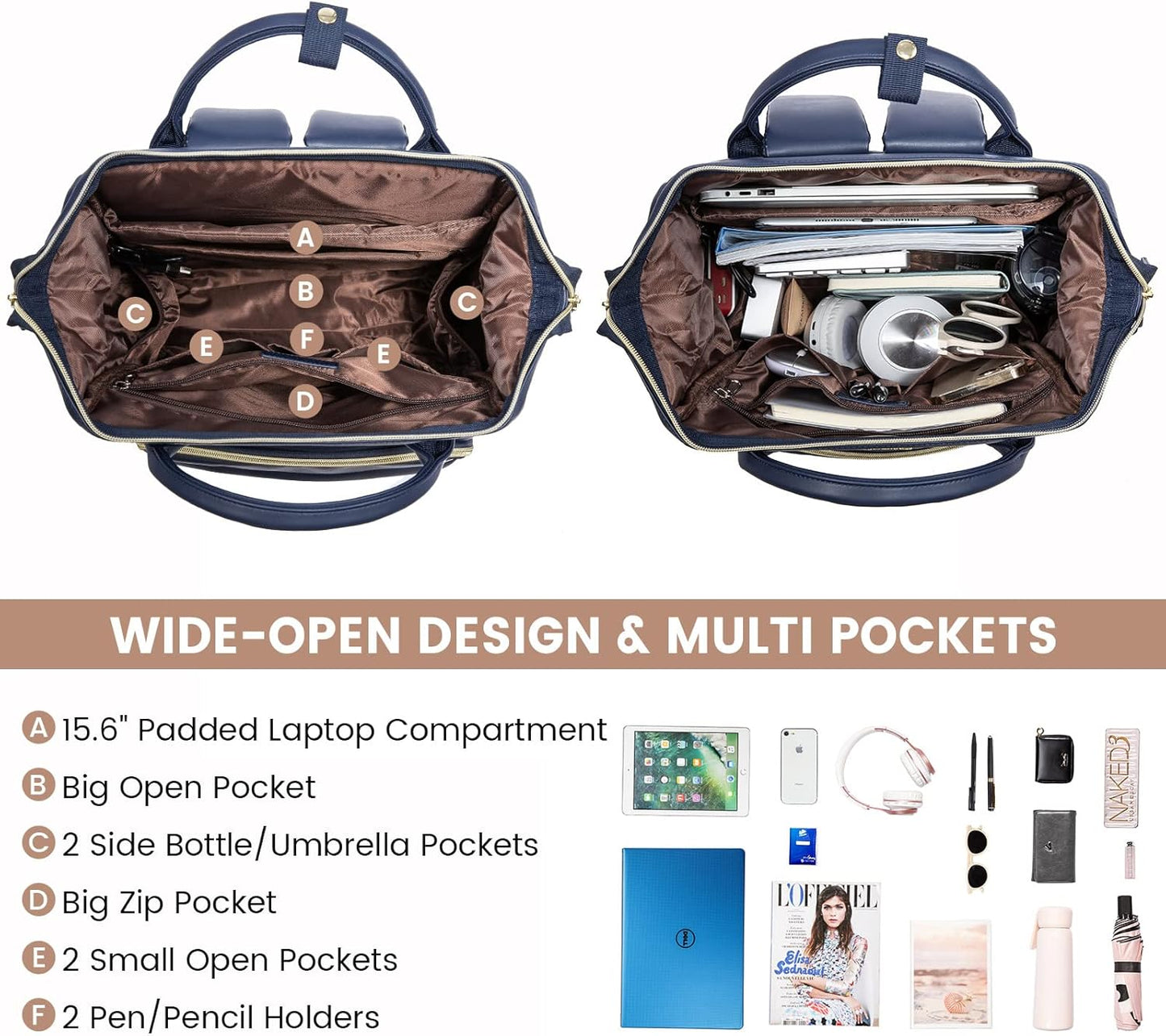 Backpack 15.6 inch,Travel Backpack Backpack Backpacks LOVEVOOK Leather Laptop for Women Purse Nurse Teacher Computer