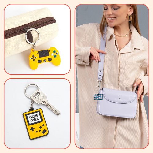 Gala Glow 20 Pack Cute Game Controller Keychains, Retro Cartoon Silicone Keyrings for Kids, Bulk Party Favors for Birthday Goodie Bags, Classroom Prizes, Student Incentives Gifts