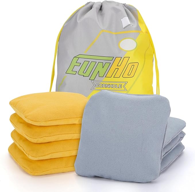 EunHo Dual Sided Cornhole Bags Regulation Set of 8 Professional Cornhole Bean Bags Slick and Stick for Tossing Game-All Weather