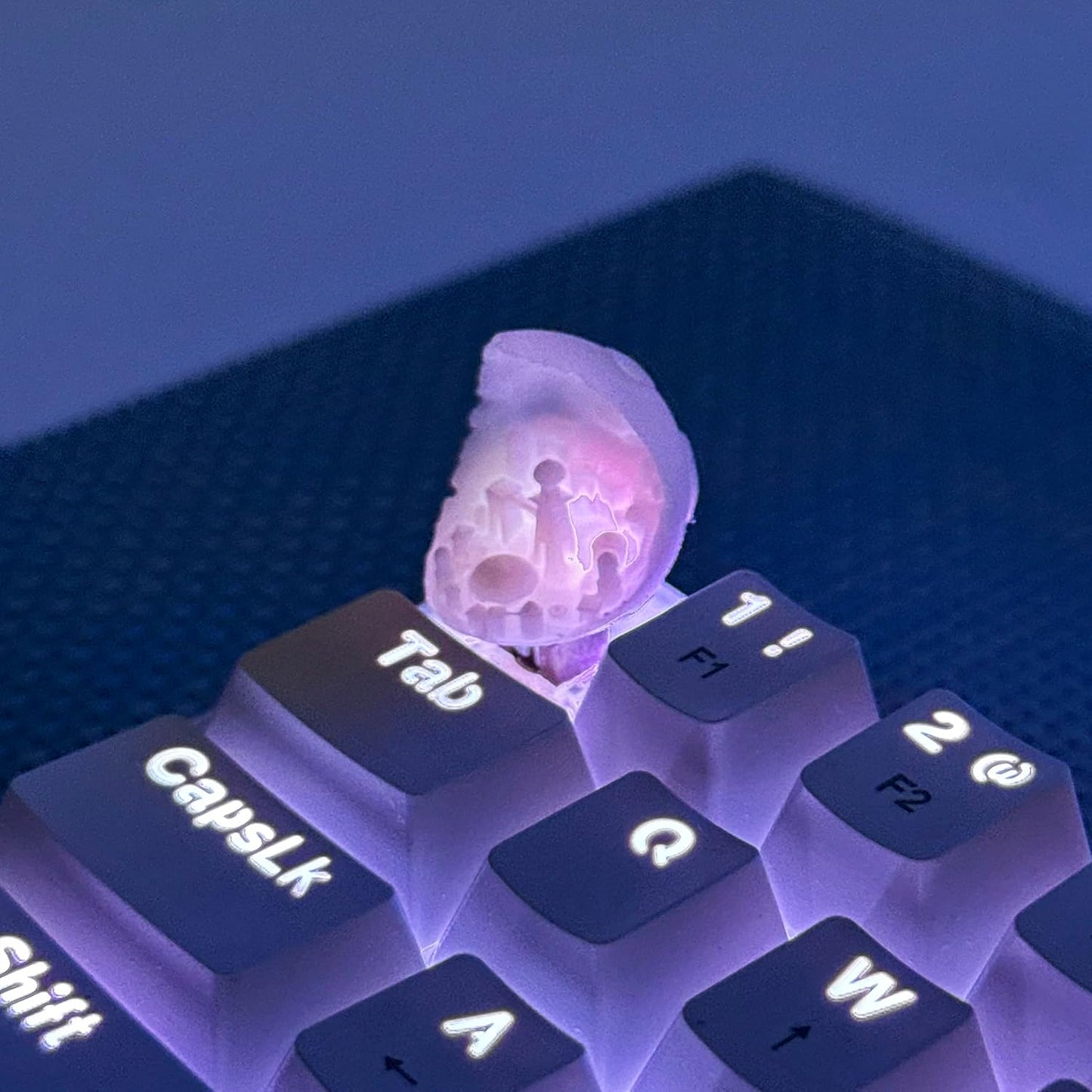 TRENDY WHIMSY Custom Mechanical Keyboard Keycaps Moon City Design PBT Dye-Sub, Cherry MX Compatible, Unique Limited