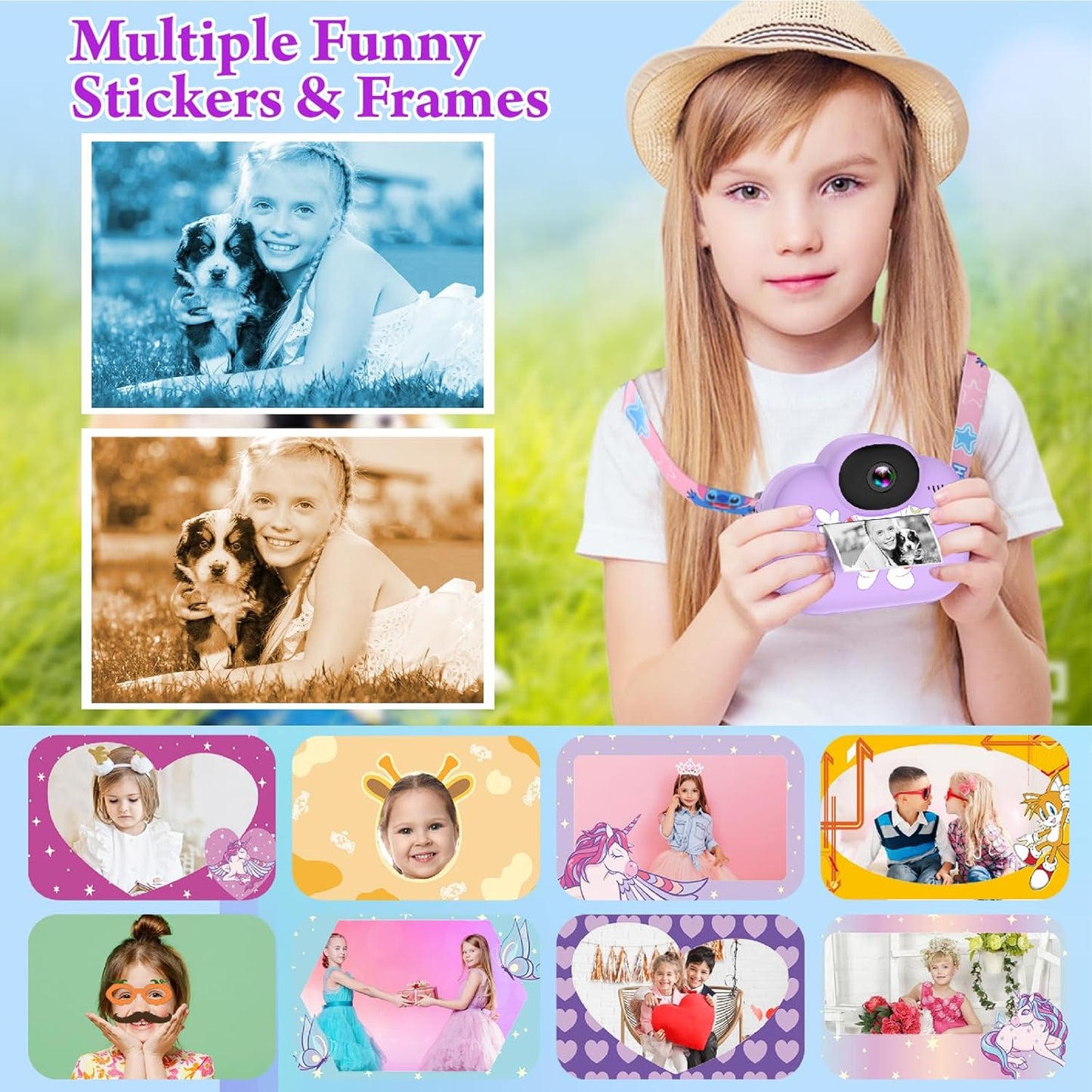 Trayoo 3 4 5 6 7 8 9 10 Kids Camera Instant Print, Kids Digital Camera Instant, Portable Kids Camera Christmas Birthday