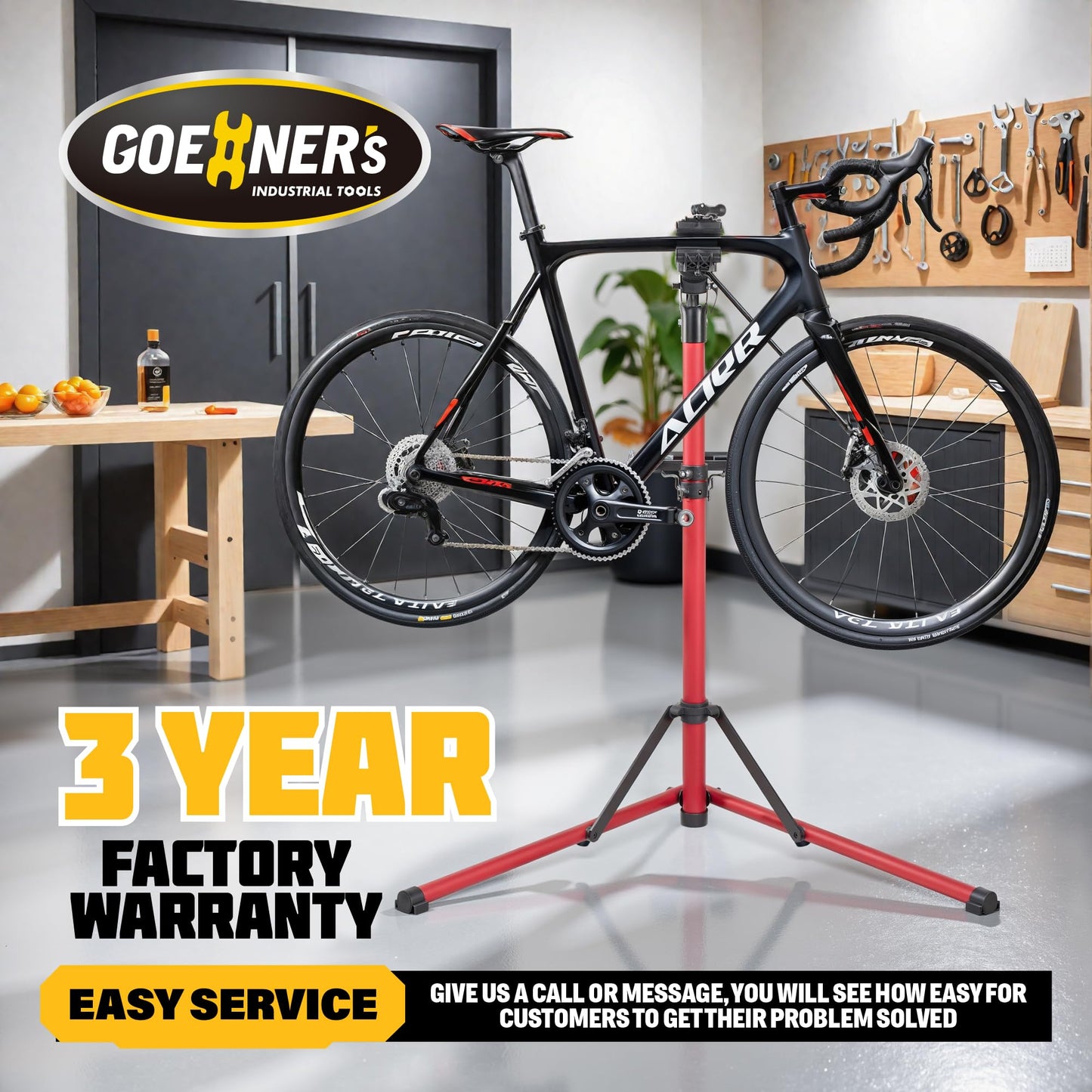GOEHNER's Upgrade 2.0 Bike Repair Stand (Max 110 lbs) – Portable Aluminum Bicycle Workstand for Electric, Mountain, and Road Bikes