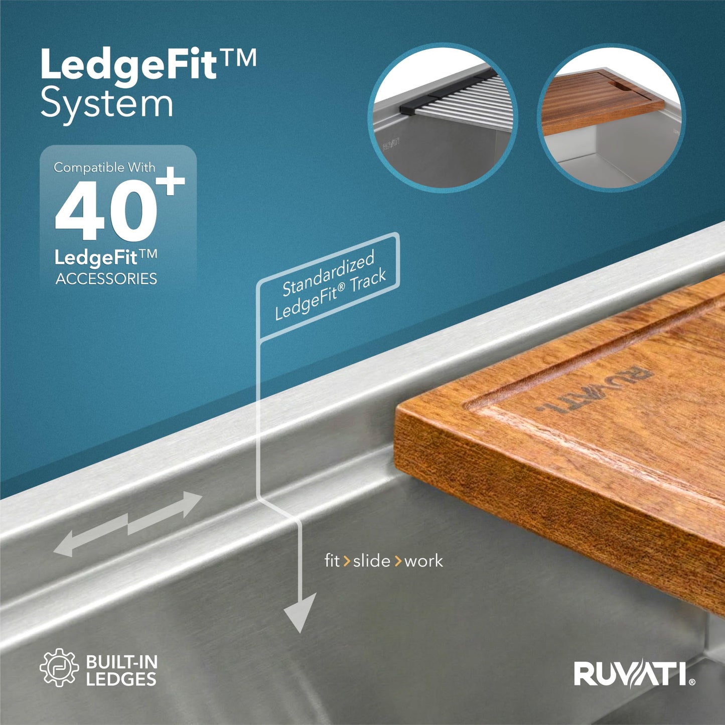 Ruvati 32-inch Undermount 16 Gauge Stainless Steel Workstation Kitchen Sink Single Bowl – Soundproof Multifunction Chef Sink with Cutting Board & Accessories, Brushed Finish Hides Scratches – RVH8300