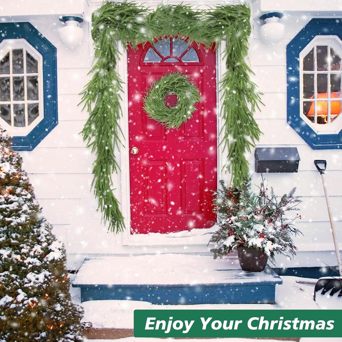 Norfolk Pine Garland - 9 Ft Realistic Faux Pine for Holiday Decor | Perfect for Mantle & Table