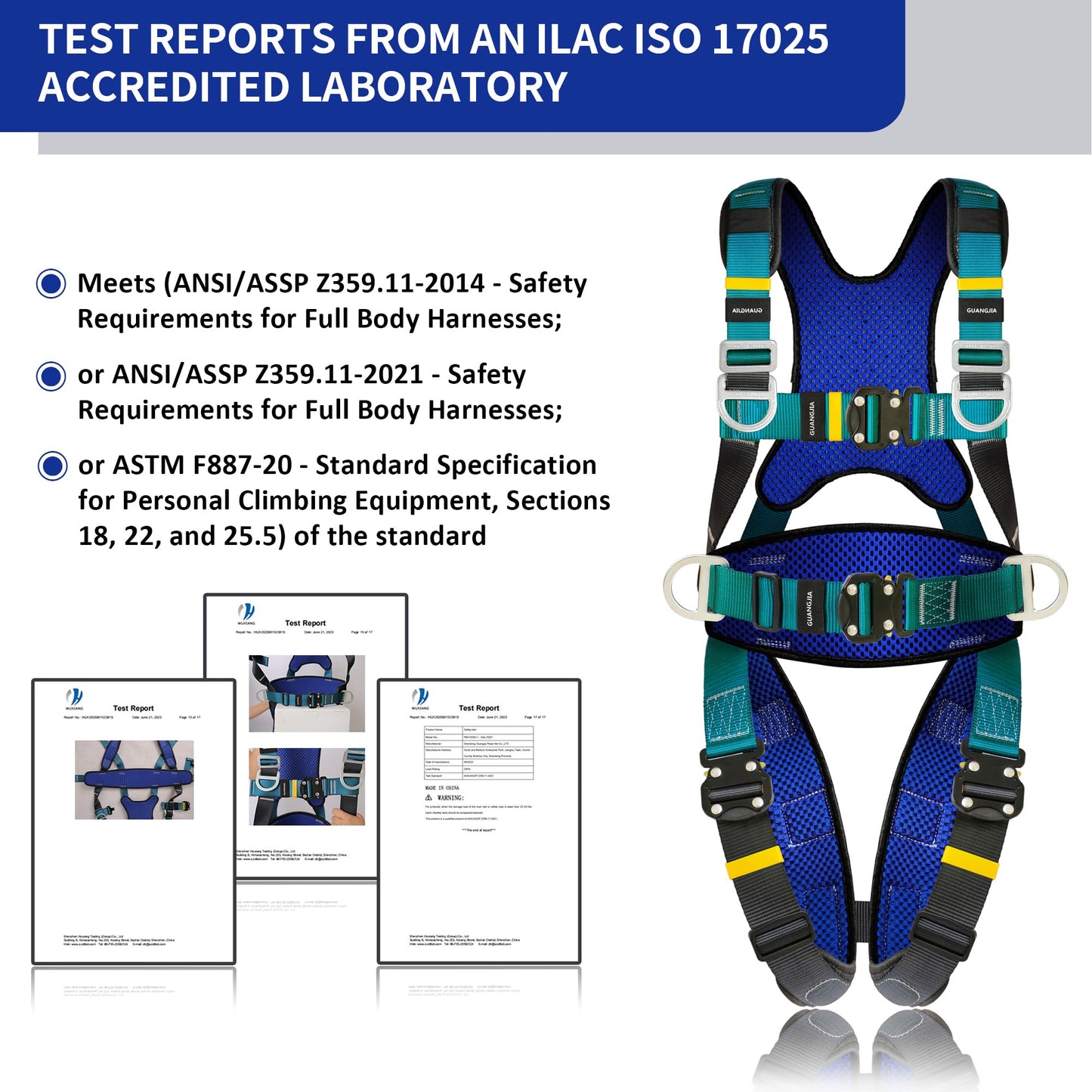 DIJJIG Full Body Protection Safety Harness 5pt Adjustment Safe Comfortable Construction Positioning Extra LongThick Leg Back Padded Push Button Quick Lock Buckle OSHA/ANSI compliant