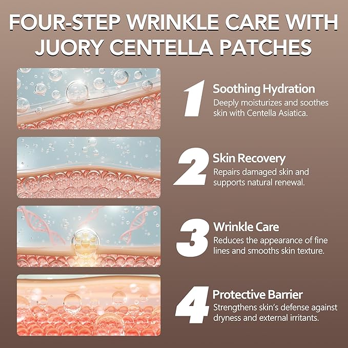 Forehead Smile Line and Neck Herbal Wrinkle Patches with Centella Asiatica, Aloe, Hyaluronic Acid, Vitamin E and Collagen, Overnight Facial Anti-Wrinkle Care to Lift and Smooth Skin for Womenï¼?4 Pack