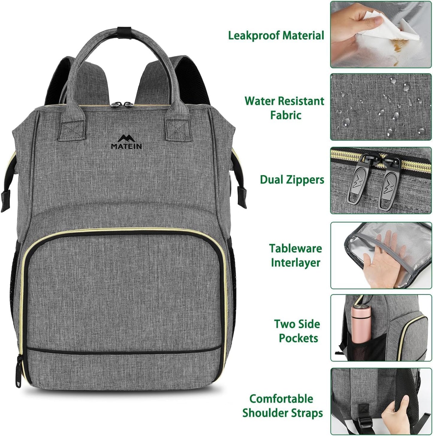 Backpack 15.6 Inch Backpack Backpacks MATEIN Lunch for Women, Laptop with Lunch Compartment, Lightweight Work